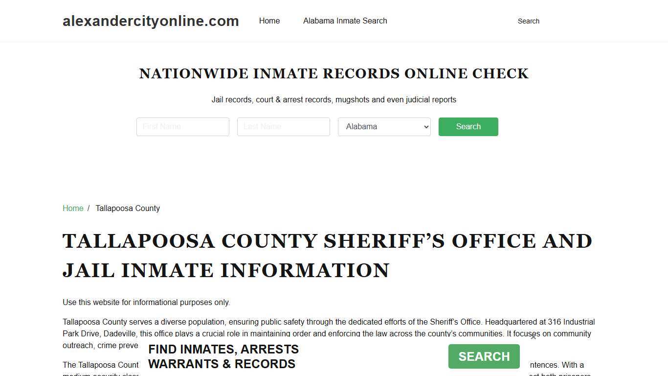 Tallapoosa County Sheriff, AL, Jail Inmate Search, Recent Arrests